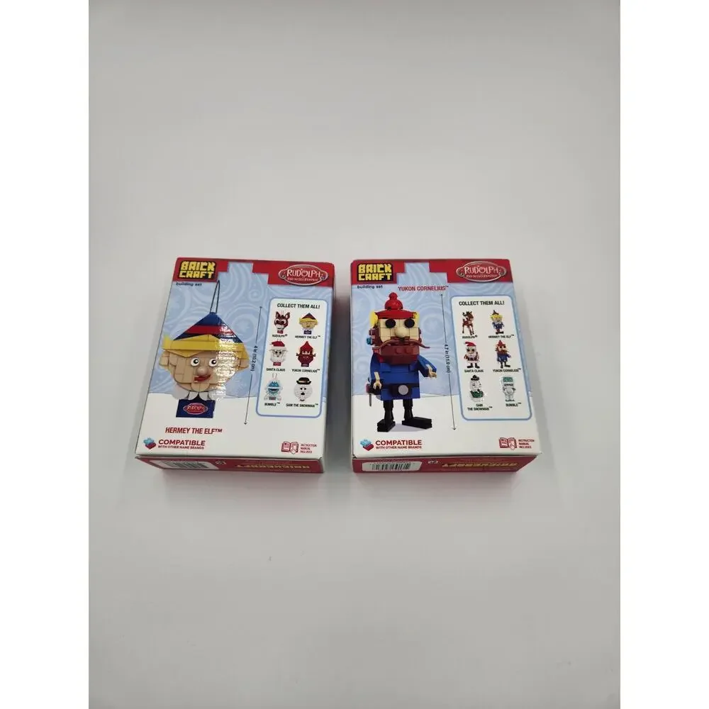 Lot of 2 Brickcraft Rudolph The Elf Decoration and Yukon Cornelius New with Tag